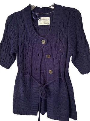Aeropostale Sweater Junior Sz S Purple 1/2 Sleeve 3 Button Draw String Waist - Image 1 of 4