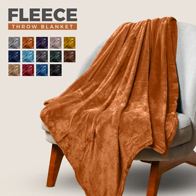 Super Soft Fleece Blanket Sofa Bed Throw Large Faux Fur Reversible Travel Throw - Image 1 of 4