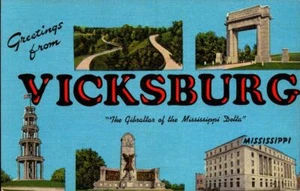 VINTAGE POSTCARD-GREETINGS FROM VICKSBURGH, MISSISSIPPI -MULTI-VIEW BK27 - Bild 1 von 1