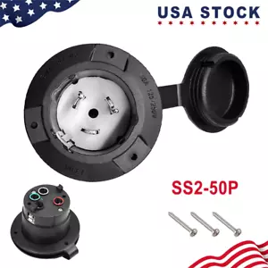 Spina presa di alimentazione ingresso flangiato 50 amp 125/250 V camper SS2-50P con coperchio impermeabile - Foto 1 di 10