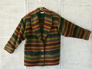 Vtg 80s Sharon Young Design Southwestern Indian Blanket Shawl Collar Jacket~L/XL - Picture 1 of 10