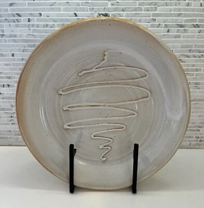 "Plato de cerámica de estudio vintage 11"" plato de cerámica de gres firmado esmalte Shino" - Imagen 1 de 11