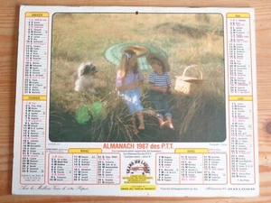 CALENDRIER ALMANACH 1988 FILLETTE GARCON CHIEN Facteur Poste Vintage PTT - Picture 1 of 2