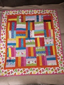 Handmade Baby Crib/Bassinet Quilt Minnie/Mickey Mouse Fruit face and ears - Picture 1 of 8