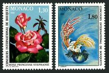 Monaco 1252-1253, neuf sans charnière. Michel 1447-1448. Flower Show 1980. Rose, Ikebana.