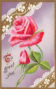 Postal: To Greet You, Rose and Shamrocks, DB 1910 - Imagen 1 de 2