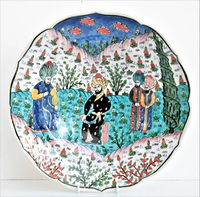 Turkish Kutahya Marmara Charger Hand Painted Ceramic Decorative Ottoman Scene - Image 1 of 4