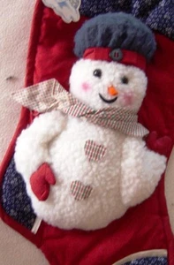 NWT Raised Snowman Hearts Christmas Holiday Stocking - Picture 1 of 3