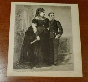 Harper's Weekly 1875 Skizzendruck ALFONSO XII SPANIEN UND MUTTER EX KÖNIGIN ISABELLA - Bild 1 von 2