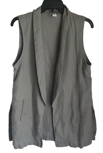 Kenar Linen Vest Sz M Gray Open Front Lightweight Lagenlook Natural Fiber Casual - Picture 1 of 6