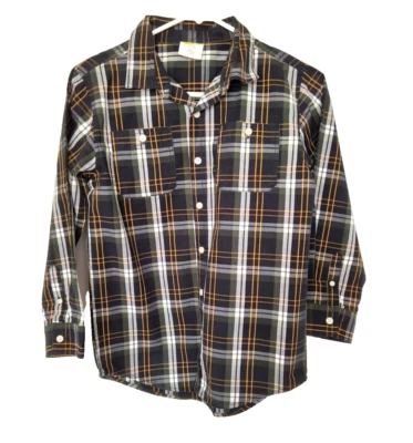 Crazy 8 Shirt Boys Size 8 Multicolor Plaid Cotton Button Front Long Sleeves - Image 1 of 4