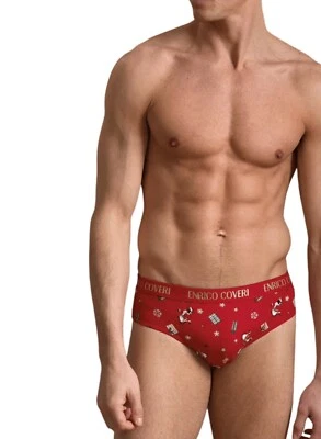 Slip uomo elasticizzato Enrico Coveri Babbo Natale Capodanno stampato rosso 1283 - Immagine 1 di 2