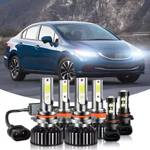 For Honda Civic 2006-2015 Combo 6x Upgrade LED Headlight Fog Light Bulbs - Picture 1 of 21