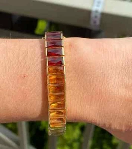 Roman Multicolored Baguette Multistone Bracelet 1980s Vintage Jewelry 925 Silver - Picture 1 of 10