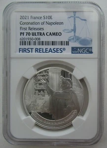 NGC PF70 FR France 2021 Coronation of Napoleon Silver Coin 10 Euro COA - Picture 1 of 7