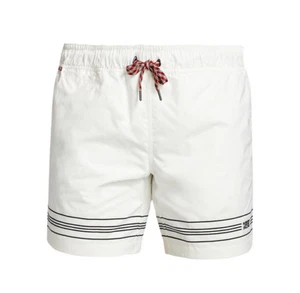 Burberry Men Logo Martin Stripe Drawstring Shorts Trunks White Sz Small NWT $350 - Picture 1 of 12