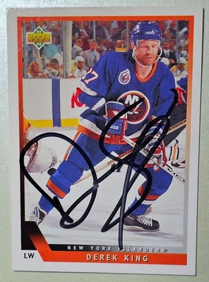 1993-94 Upper Deck #417 Derek King EX Signed Authentic USA Shipping - Image 1 of 2