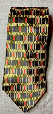 Corbata de seda Luca Franzini 100 % seda negra amarilla hecha en Italia Foto 1 de 3