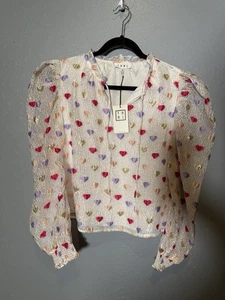 NWT Anthropologie THML hearts Blouse- XS - Picture 1 of 8