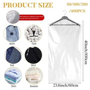 Bolsas de ropa transparentes para colgar ropa bolsa de limpieza en seco fundas protectoras de ropa - Imagen 1 de 6