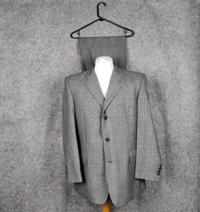 Chester Barrie Suit Size 42S W38 L30 Grey Glen Plaid Super 120s Wool Savile Row - Picture 1 of 23