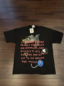 Vintage NWT 90s Mickey Mouse Disney Around The World Airplane Shirt Size OSFA - Picture 1 of 6