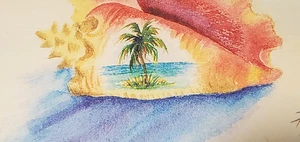 1999 Pam E Webb mattierter signierter Druck 8 x 10 Conch Island tropischer Strand Vintage - Bild 1 von 14