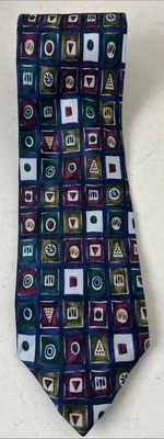 Corbata para hombre Tino Cosma 100 % seda diseñador italiano geométrico multicolor Foto 1 de 4