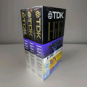 3 x TDK E-180 HiFi Nuevo Sellado Vintage Video Cassette VHS PAL Cinta E-180HFED - Imagen 1 de 5
