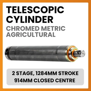 Cilindro Telescópico Agrícola Cromado, 2 Etapas, 1384mm Carrera, 914mm Cerrado - Imagen 1 de 3