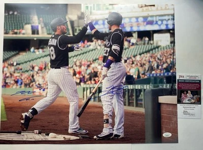 NOLAN ARENADO TREVOR STORY Autographed Signed 16x20 Photo Colorado Rockies COA - Image 1 of 2
