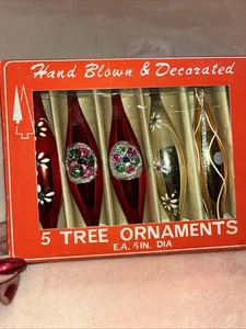 Adornos navideños vintage con sangría soplados a mano y decorados lágrima - Imagen 1 de 16