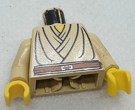 Lego SW 973px58c01 Torso Layered Shirt Brown Belt Pattern Tan Arms Yellow Hands
