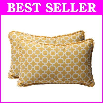 Juego de 2 almohadas de felpa amarillas Hockley Banana - duraderas y elegantes para patio Foto 1 de 4