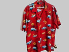 ROUNDY BAY XL button up (red) old cars & hamb. pattern short sleeve