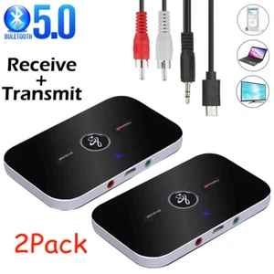 2Pcs Bluetooth Transmitter & Receiver Wireless Adapter For Home stereos/speakers - Picture 1 of 12