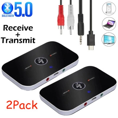 2Pcs Bluetooth Transmitter & Receiver Wireless Adapter For Home stereos/speakers - Image 1 of 4
