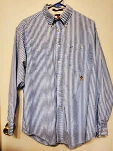 Camicia Tommy Hilfiger uomo blu/bianca a righe manica lunga con bottoni taglia media - Foto 1 di 6