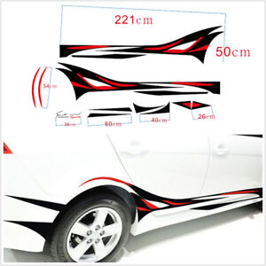 2 Pcs Waterproof Long Flame Badge Sports Car SUV Side Body Wheel Stripe Stickers