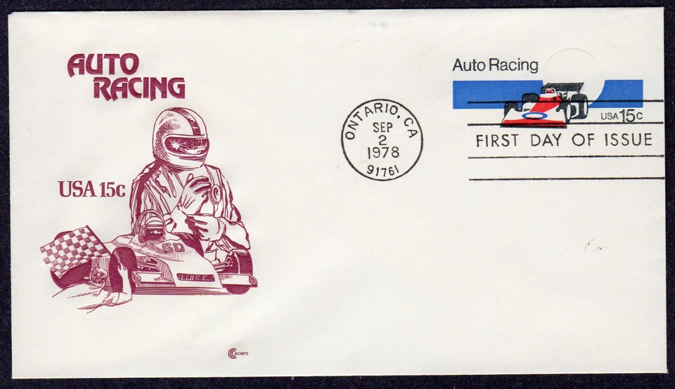 1978 Auto Racing Stamop Envelope (Scott U587) - Cover Craft FDC MT701 - Image 1 of 1