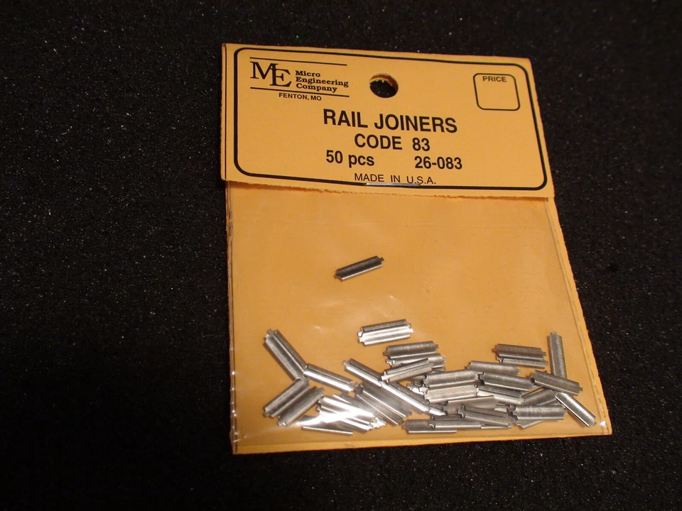 MICRO ENGINEERING #26-083 RAIL JOINERS HO CODE 83 - 50 PCS BIGDISCOUNTTRAINS - Image 1 of 4