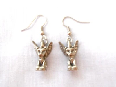 3D GARGOYLE MEDIEVAL WINGED GUARDIAN CASTLE PROTECTOR SOLID USA PEWTER EARRINGS - Изображение 1 из 2