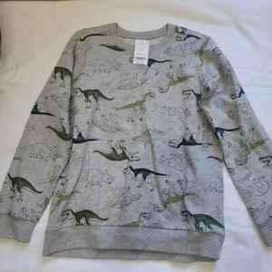 Carters Boys Gray Green Dinosaur Long Sleeve 100% Cotton Sweatshirt 14/14A New - Picture 1 of 5