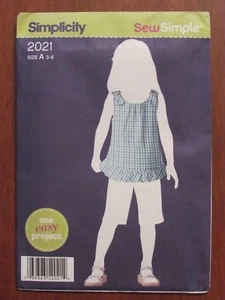 SIMPLICITY PATTERN SEW SIMPLE - 2021 GIRLS' TUNIC TOP SHOULDER STRAP 3 - 6 UNCUT - Picture 1 of 2