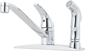 Pfirst Series 1-Handle Kitchen Faucet with Side Spray, Polished Chrome - Picture 1 of 12