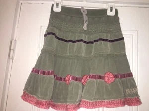 Naartjie Girls Skirt Sz Med 5 Years Army Green Sweater Trim Velvet Bands - Picture 1 of 2