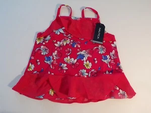 New Nautica Little Girls off shoulder Fashion Dress Floral Red Size 4 NWT - Picture 1 of 3