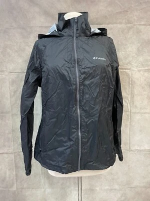 Chaqueta cortavientos Columbia para mujer negra con cremallera frontal con capucha talla XL Foto 1 de 4