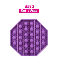 BUY 2 GET 1 FREE! - Popit Fidget Bubble Toy - Octagon Purple - Picture 1 of 10
