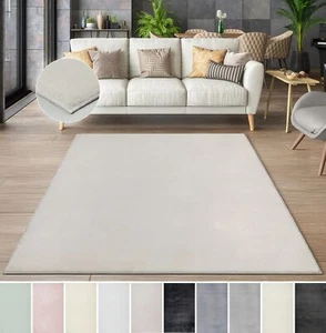 Kurzflor Einfarbig Teppich Wohnzimmerteppich Waschbar Anti-Rutsch - Bild 1 von 101